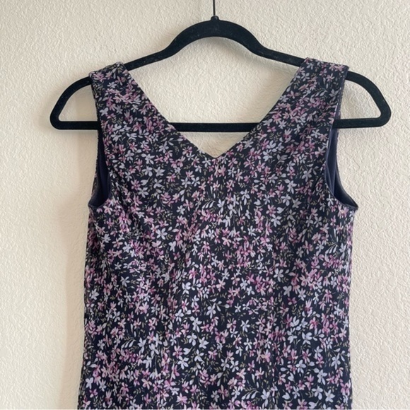 Vintage 90's Meghan Matthews Purple Midi Floral Dress Women's Size 6 - Picture 6 of 8